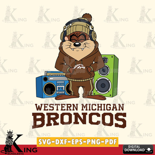 Western Michigan Broncos Taz Hip Hop SVG file, Cut file  , Digital Download , Instant Download, Taz svg, NCAA svg