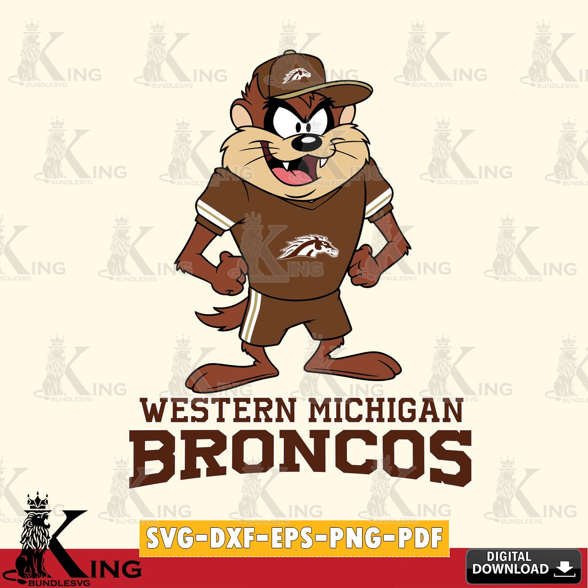 Western Michigan Broncos Taz Standing Pose SVG file, Cut file  , Digital Download , Instant Download, Taz svg, NCAA svg