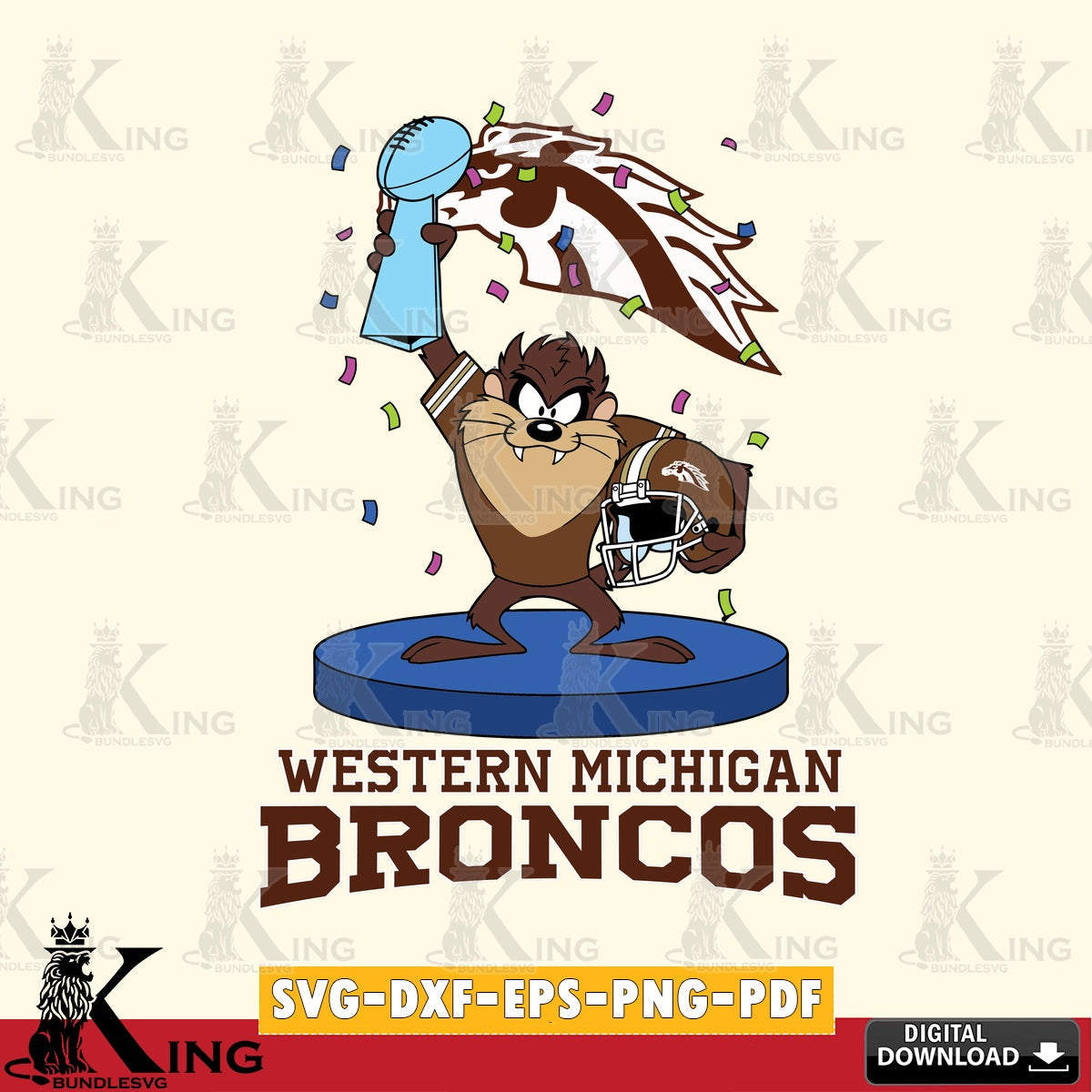 Western Michigan Broncos Taz Trophy Podium SVG file, Cut file  , Digital Download , Instant Download, Taz svg, NCAA svg