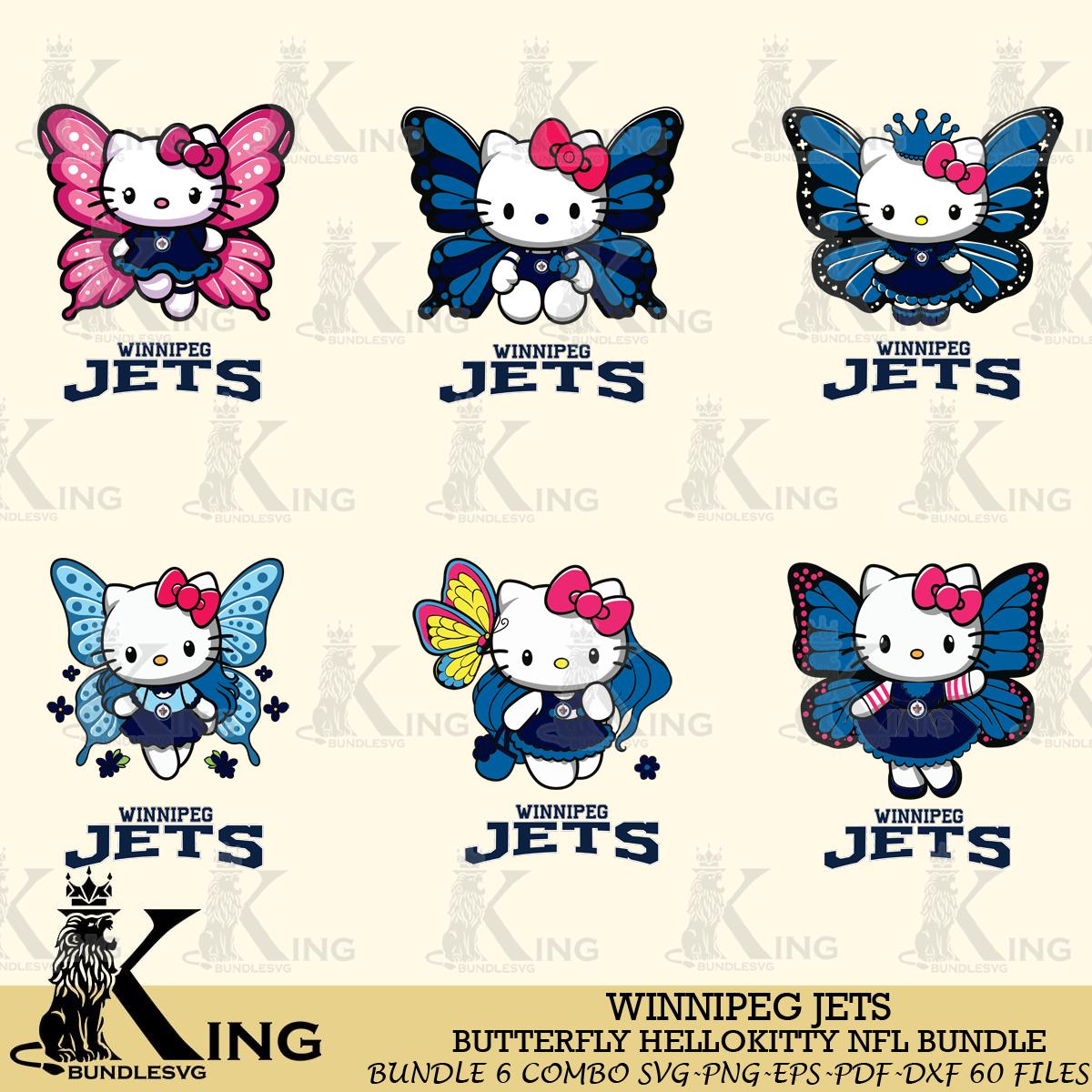 Winnipeg Jets Butterfly Hello Kitty bundleSvg Eps Dxf Png File, Digital Download