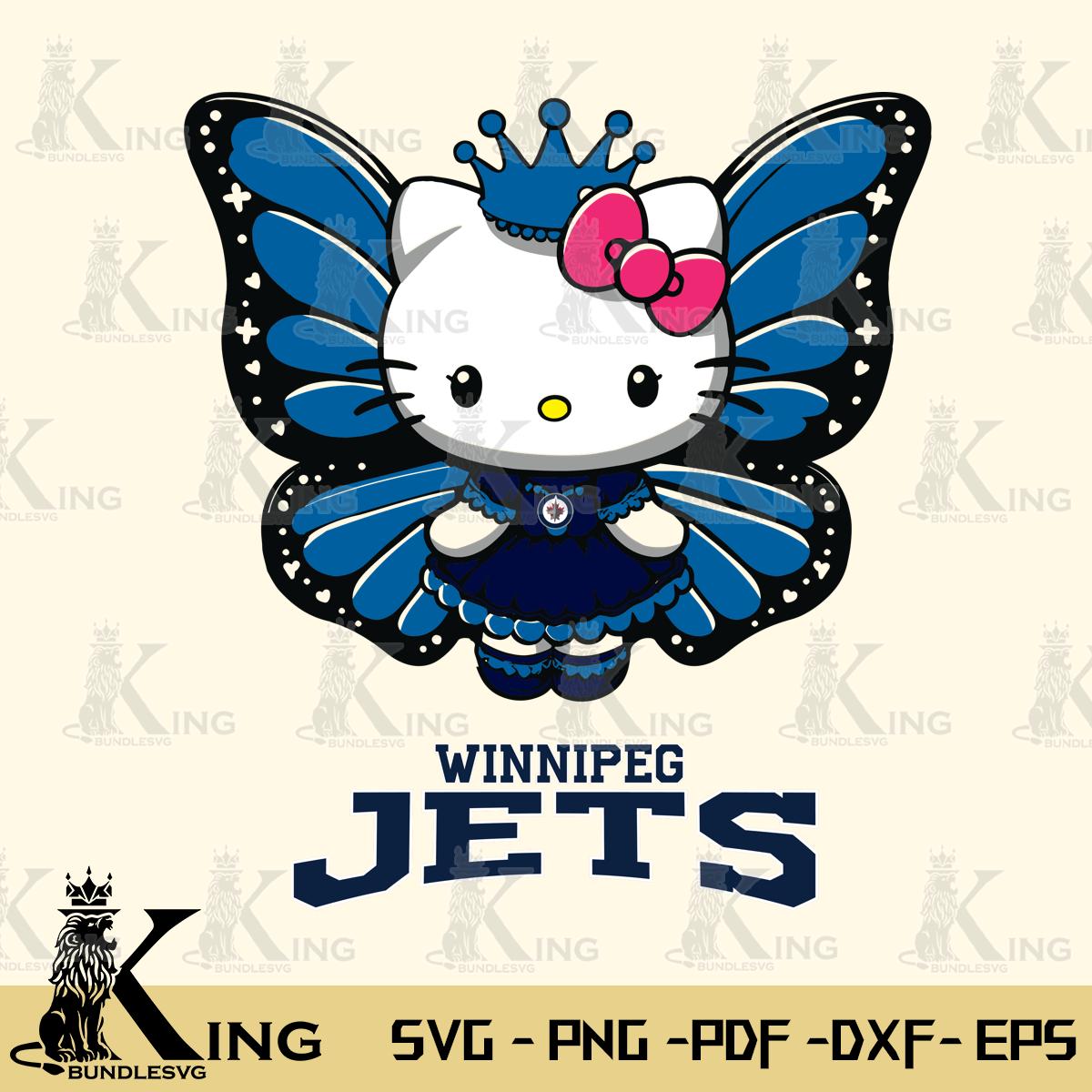 Winnipeg Jets Kitty Wings & Flowers Svg Eps Dxf Png File, Digital Download