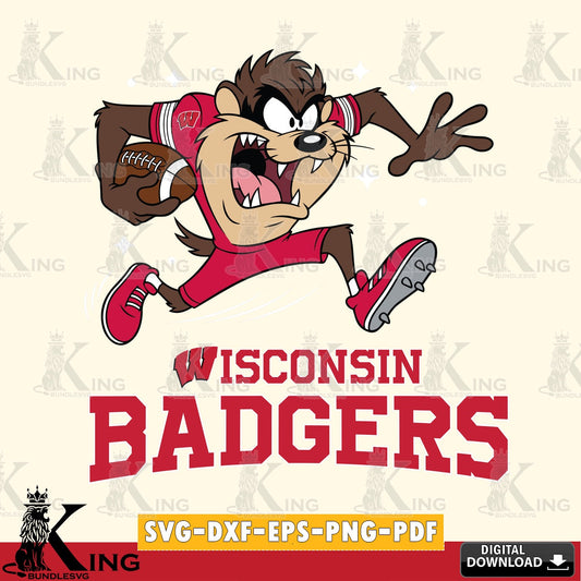 Wisconsin Badgers Angry Taz Football SVG file, Cut file  , Digital Download , Instant Download, Taz svg, NCAA svg