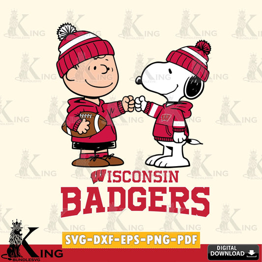 Wisconsin Badgers CharlieBrown Football Fist Bump SVG, Cricut, Cut file  , Digital Download , Instant Download, Peanuts svg, NCAA svg, Football svg, Sport svg