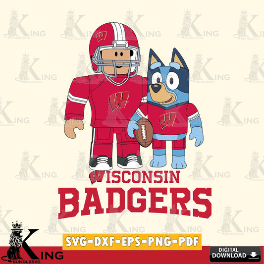 Wisconsin Badgers Roblox & Bluey Football SVG file , NCAA Cricut,  File cut , Digital Download , PDF File