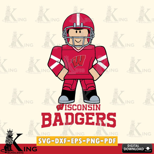 High-quality graphic of a Wisconsin Badgers Roblox cool football, a high-quality vector for DIY scrapbooking and home decor