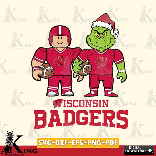 Wisconsin Badgers Roblox & Grinch Football SVG file , NCAA Cricut,  File cut , Digital Download , PDF File