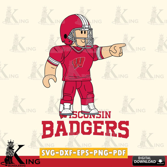Wisconsin Badgers Roblox Player Football SVG file , NCAA Cricut,  File cut , Digital Download , PDF File