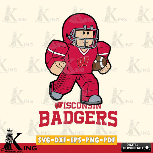 Wisconsin Badgers Roblox Player Rugby SVG file , NCAA Cricut,  File cut , Digital Download , PDF File
