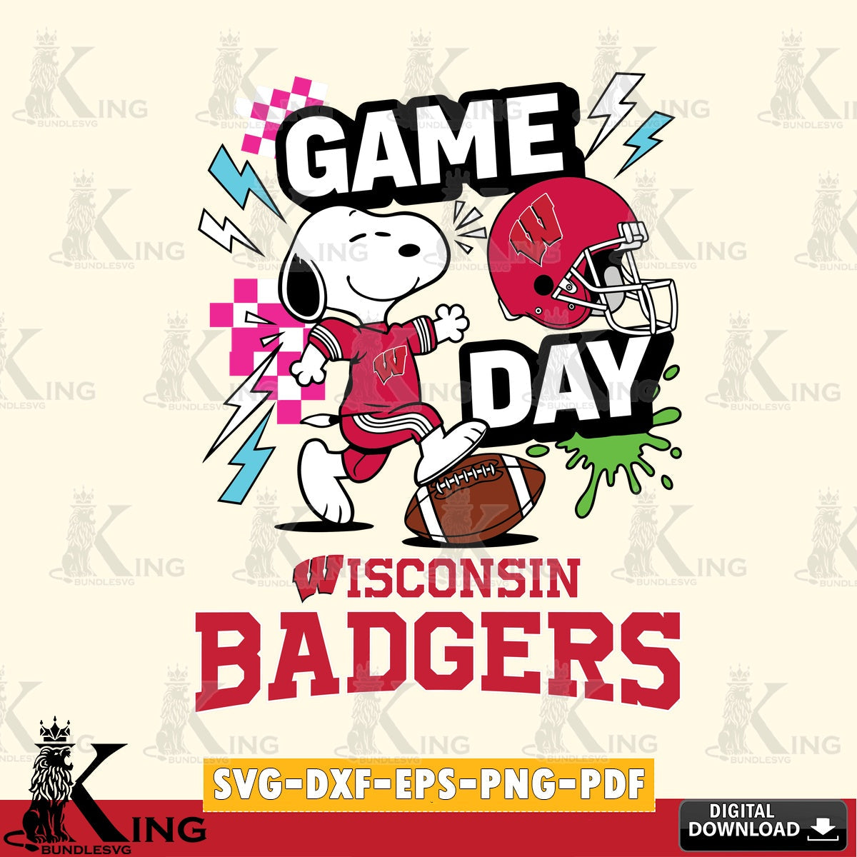 Wisconsin Badgers Snoopy Game day SVG, Cricut, Cut file  , Digital Download , Instant Download, Peanuts svg, NCAA svg, Football svg, Sport svg