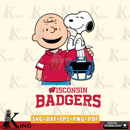 Wisconsin Badgers Snoopy On Helmet SVG, Cricut, Cut file  , Digital Download , Instant Download, Peanuts svg, NCAA svg, Football svg, Sport svg