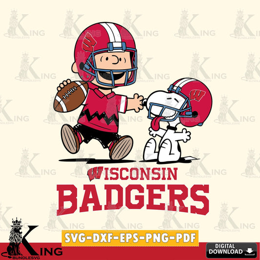Wisconsin Badgers Snoopy and Peanut Fun SVG, Cricut, Cut file  , Digital Download , Instant Download, Peanuts svg, NCAA svg, Football svg, Sport svg