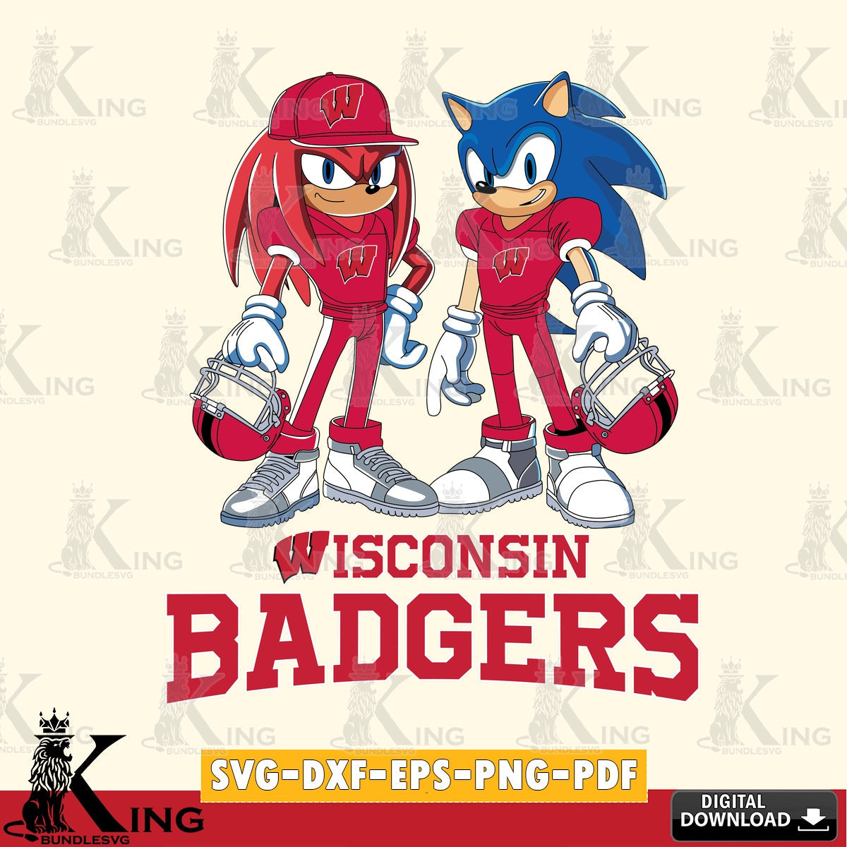 Wisconsin Badgers Sonic And Knuckles Player Football SVG file, Vector , Digital Download , PDF File , Instant Download