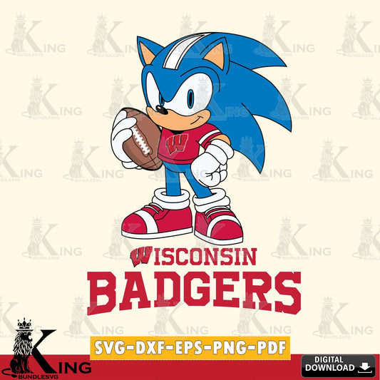 Artistic drawing of Wisconsin Badgers Sonic Game Day Ready PNG clipart for sublimation printing and graphic design