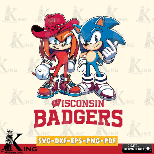 Detailed illustration of Wisconsin Badgers Sonic & Knuckles football mascot digital clipart compatible with laser engraving and