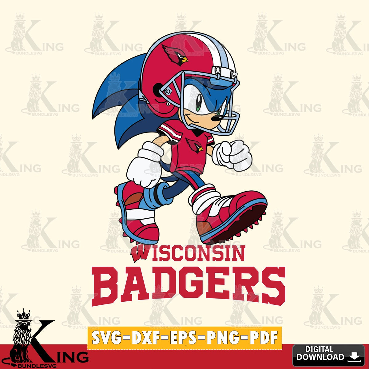 Stylish representation of Wisconsin Badgers Sonic Ready Football, a printable vector design for sublimation and crafts