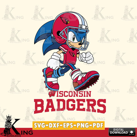 Stylish representation of Wisconsin Badgers Sonic Ready Football, a printable vector design for sublimation and crafts