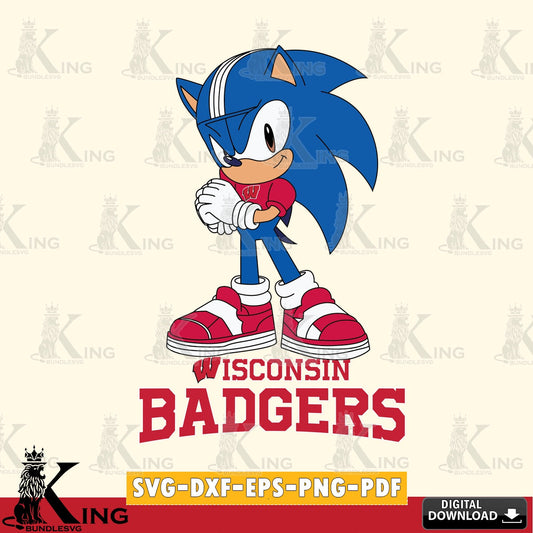High-quality graphic of a Wisconsin Badgers Sonic cute Football digital download for Cricut Maker and paper crafts