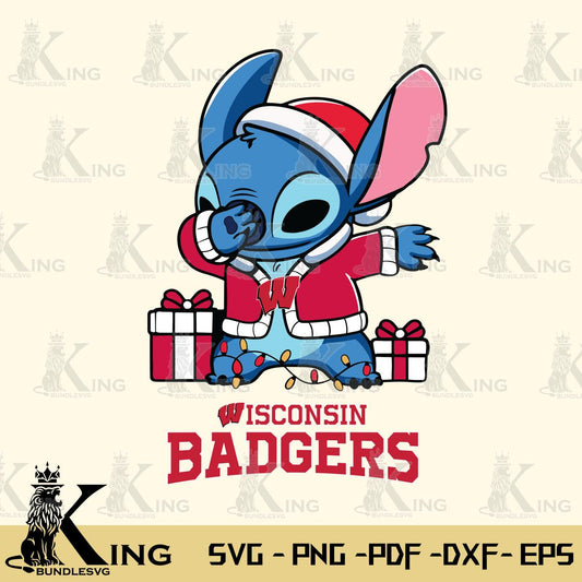 Wisconsin Badgers Stitch Merry Christmas Svg Eps Dxf Png File, Digital Download