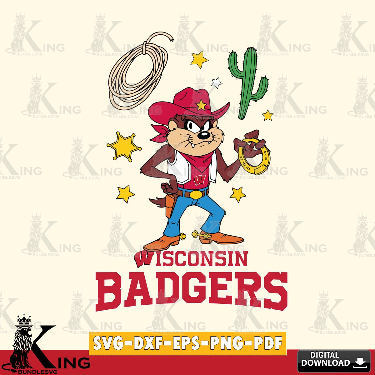 Wisconsin Badgers Taz Cowboy Western SVG file, Cut file  , Digital Download , Instant Download, Taz svg, NCAA svg