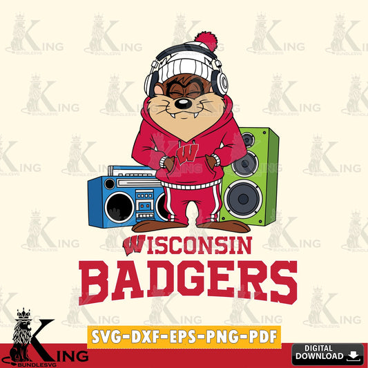 Wisconsin Badgers Taz Hip Hop SVG file, Cut file  , Digital Download , Instant Download, Taz svg, NCAA svg