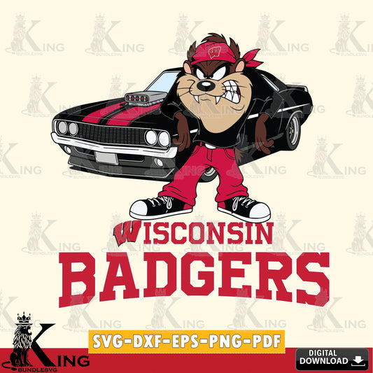 Wisconsin Badgers Taz Racing Car SVG file, Cut file  , Digital Download , Instant Download, Taz svg, NCAA svg