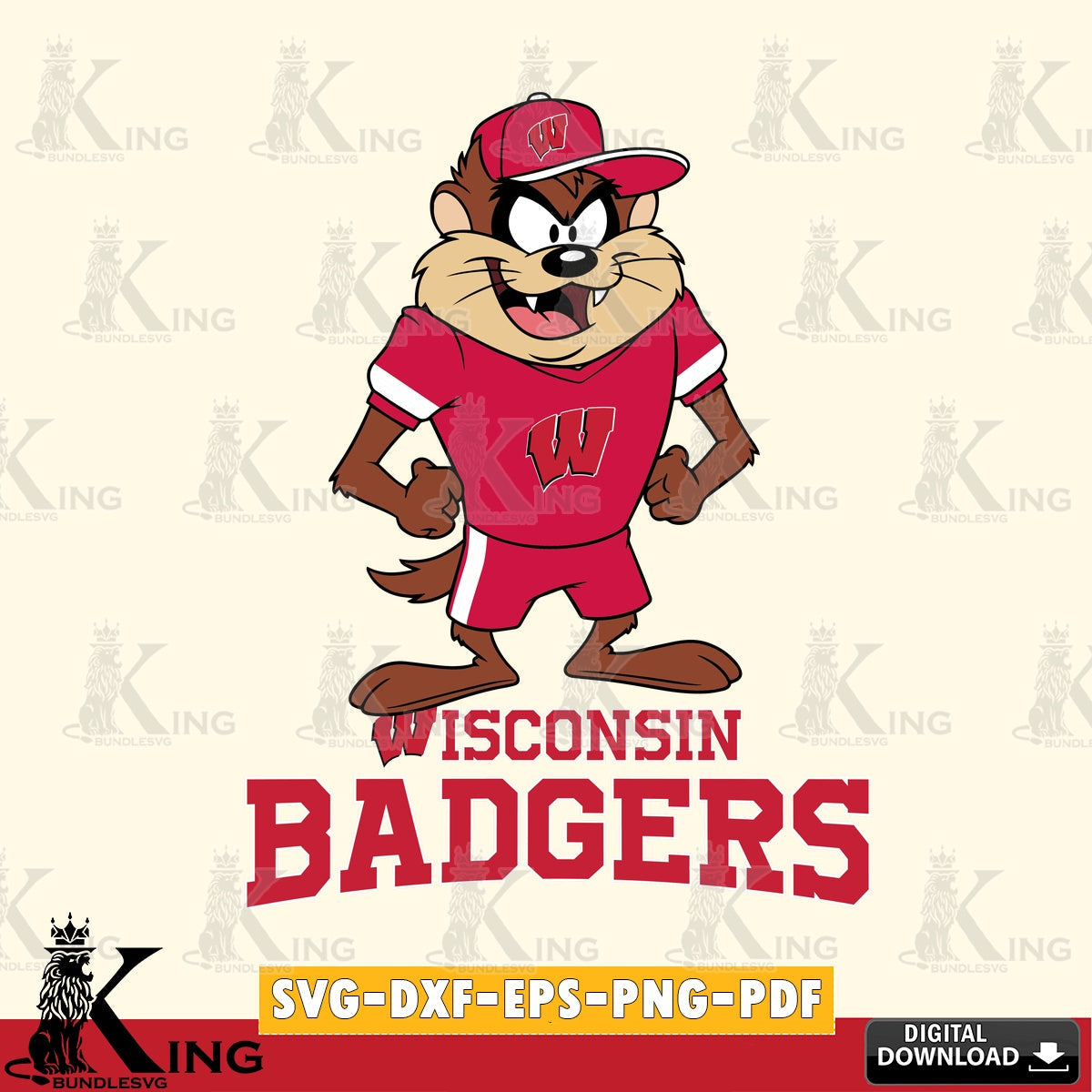 Wisconsin Badgers Taz Standing Pose SVG file, Cut file  , Digital Download , Instant Download, Taz svg, NCAA svg
