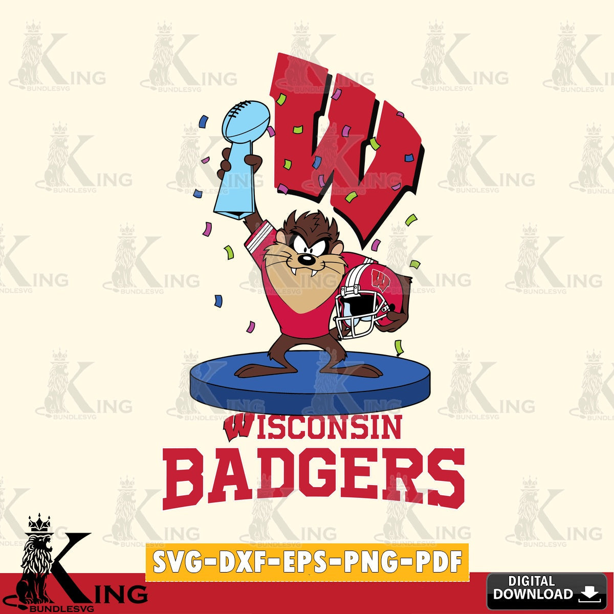 Wisconsin Badgers Taz Trophy Podium SVG file, Cut file  , Digital Download , Instant Download, Taz svg, NCAA svg