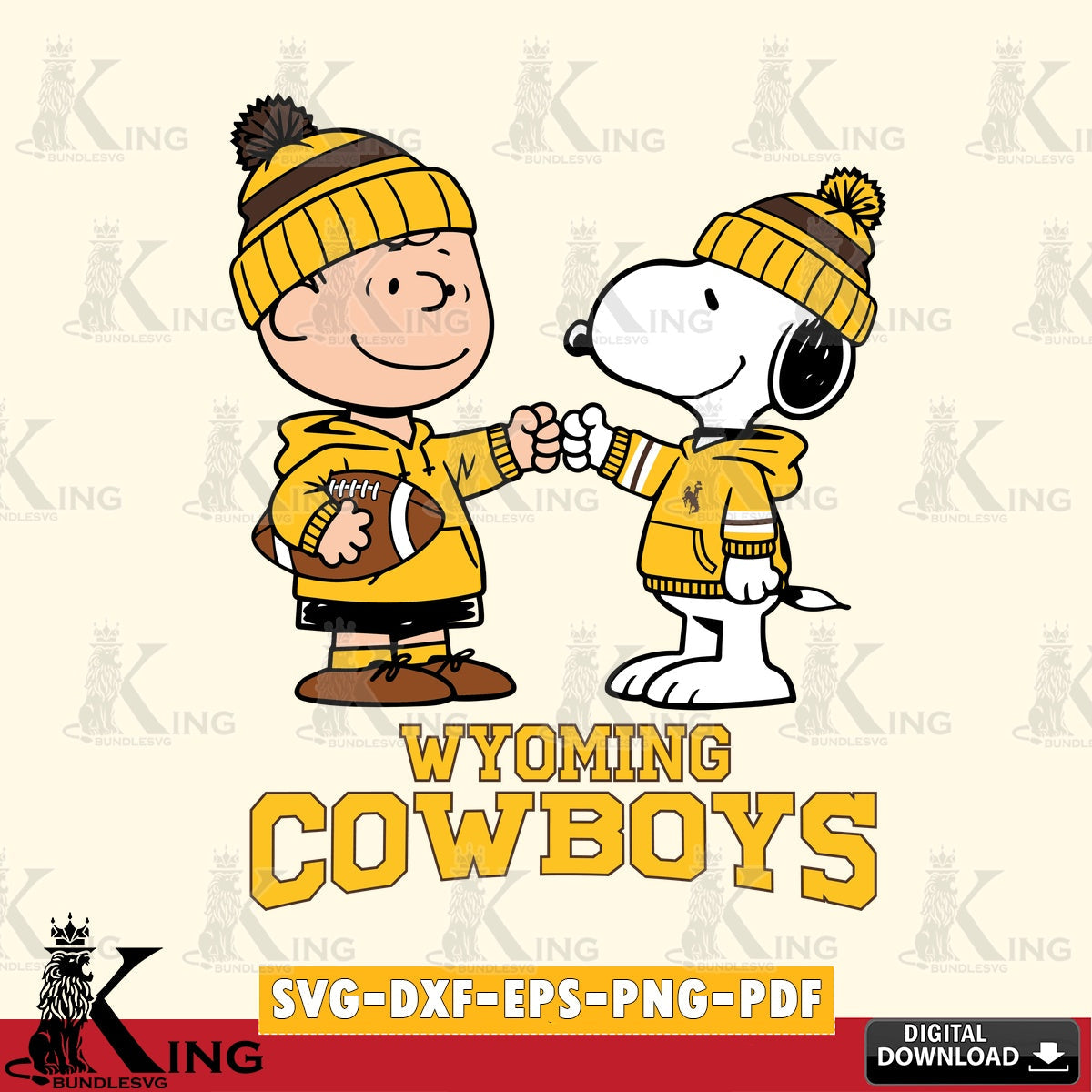 Wyoming Cowboys CharlieBrown Football Fist Bump SVG, Cricut, Cut file  , Digital Download , Instant Download, Peanuts svg, NCAA svg, Football svg, Sport svg