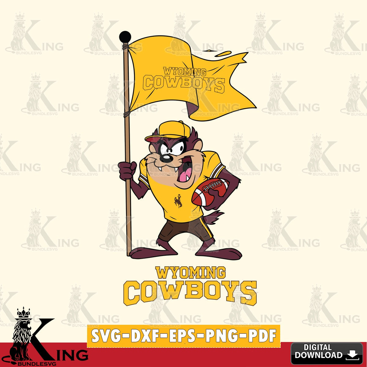 Wyoming Cowboys Football Taz Flag Art SVG file, Cut file  , Digital Download , Instant Download, Taz svg, NCAA svg