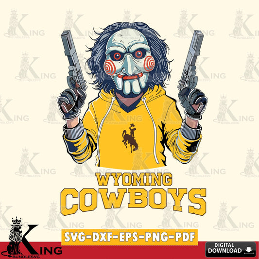 High-quality graphic of Wyoming Cowboys Jigsaw Billy Football, NCAA File cut, SVG PNG files perfect for Cricut and Silhouette