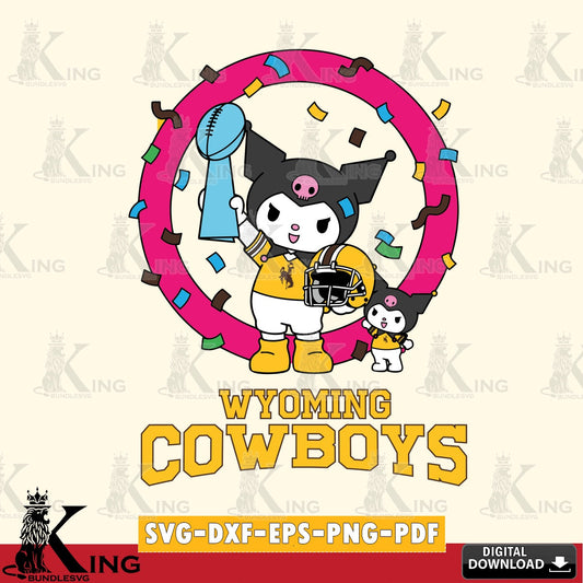 Wyoming Cowboys Kuromi Football Champion SVG file, Cricut, Cut file  , Digital Download , Instant Download, Sanrio svg, Clipart