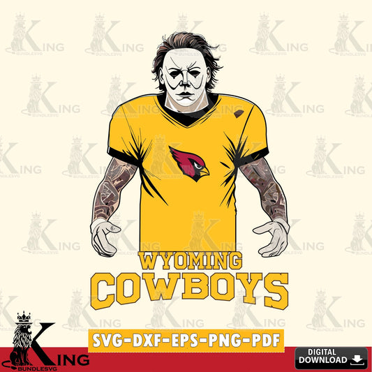 Printable art of Wyoming Cowboys Michael Myers tattoo football, a cut file ideal for vinyl projects and T-shirt printing
