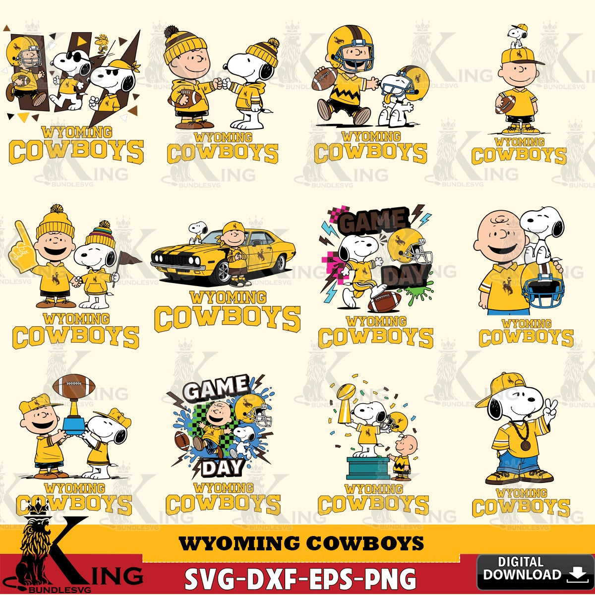 Wyoming Cowboys Peanuts Football NCAA Bundle SVG, Cricut, Cut file  , Digital Download , Instant Download, Peanuts svg, NCAA svg, Football svg, Sport svg