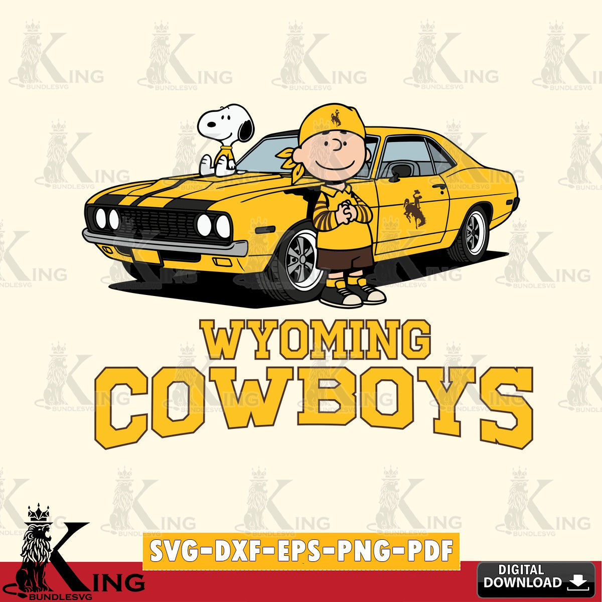 Wyoming Cowboys Peanuts Muscle Car SVG, Cricut, Cut file  , Digital Download , Instant Download, Peanuts svg, NCAA svg, Football svg, Sport svg