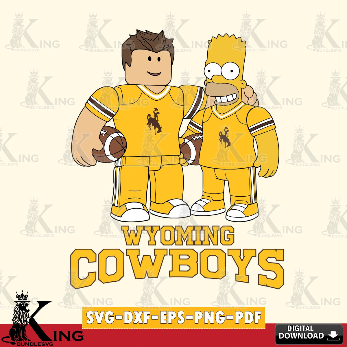 Wyoming Cowboys Roblox & Homer Simpson Football SVG file , NCAA Cricut,  File cut , Digital Download , PDF File