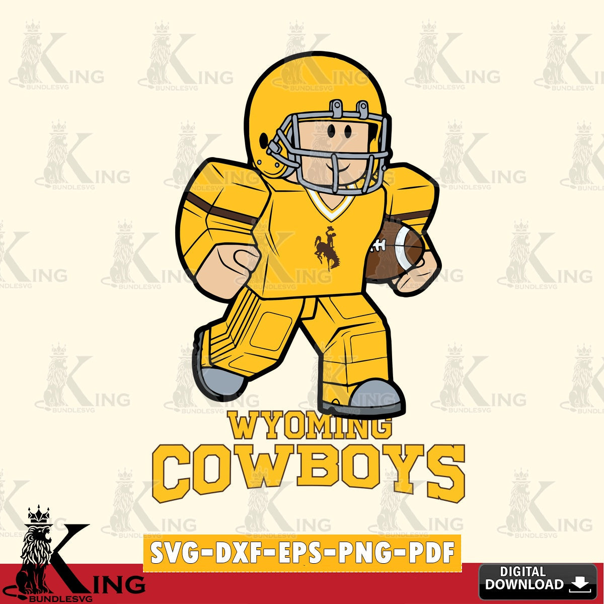 Wyoming Cowboys Roblox Player Rugby SVG file , NCAA Cricut,  File cut , Digital Download , PDF File