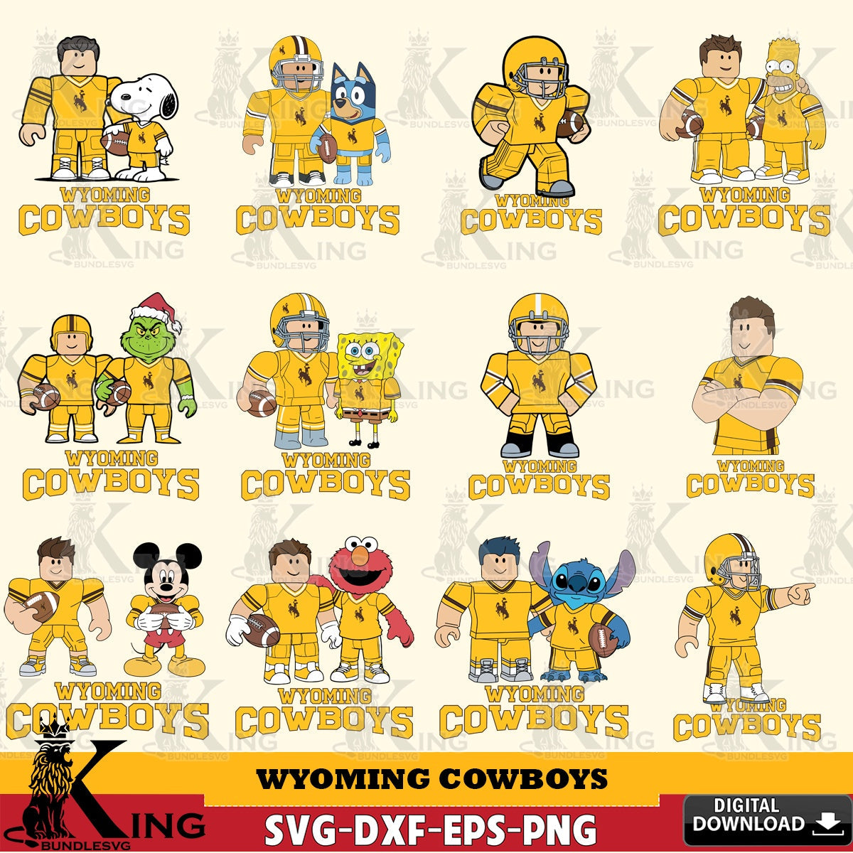 Wyoming Cowboys Roblox With Friends football NCAA Bundle SVG file , NCAA Cricut,  File cut , Digital Download , PDF File