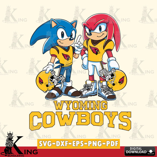 Beautiful illustration of Wyoming Cowboys Sonic And Knuckles football vector art for engraving, cutting, and printing