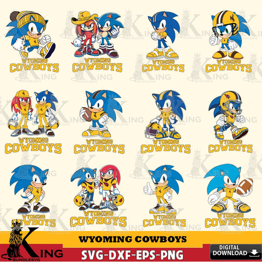 Jumbo collection of Wyoming Cowboys Sonic & Knuckles NCAA Football Bundle, versatile clip art for stickers, decals, and mugs.
