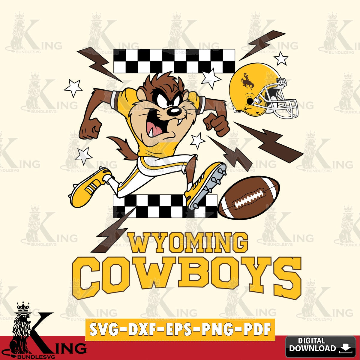 Wyoming Cowboys Taz Football Lightning SVG file, Cut file  , Digital Download , Instant Download, Taz svg, NCAA svg