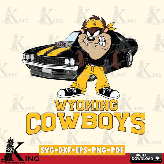 Wyoming Cowboys Taz Racing Car SVG file, Cut file  , Digital Download , Instant Download, Taz svg, NCAA svg