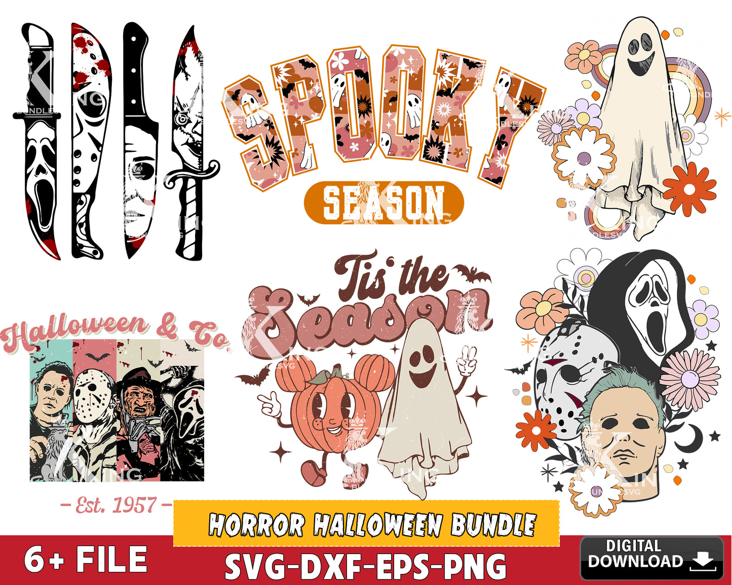 Horror halloween bundle svg, cricut, for Cricut, Silhouette, Digital Download, Instant Download