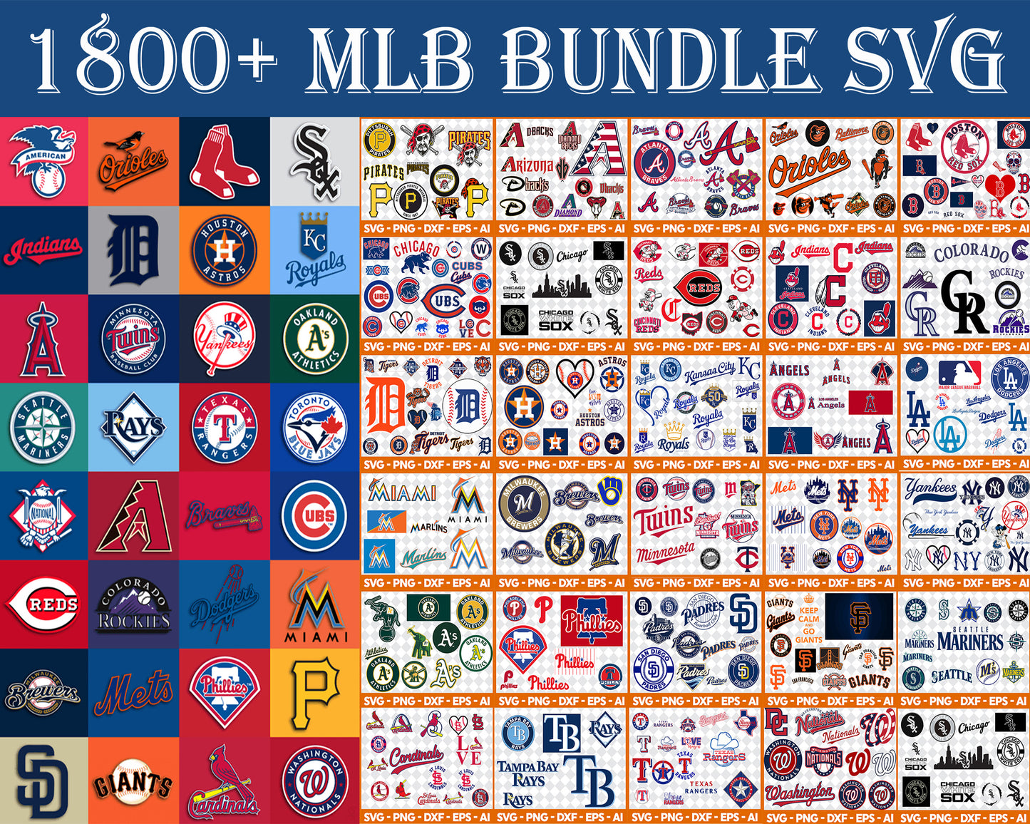 MLB Bundle svg,1800+ files MLB svg eps png, for Cricut, Silhouette, digital, file cut