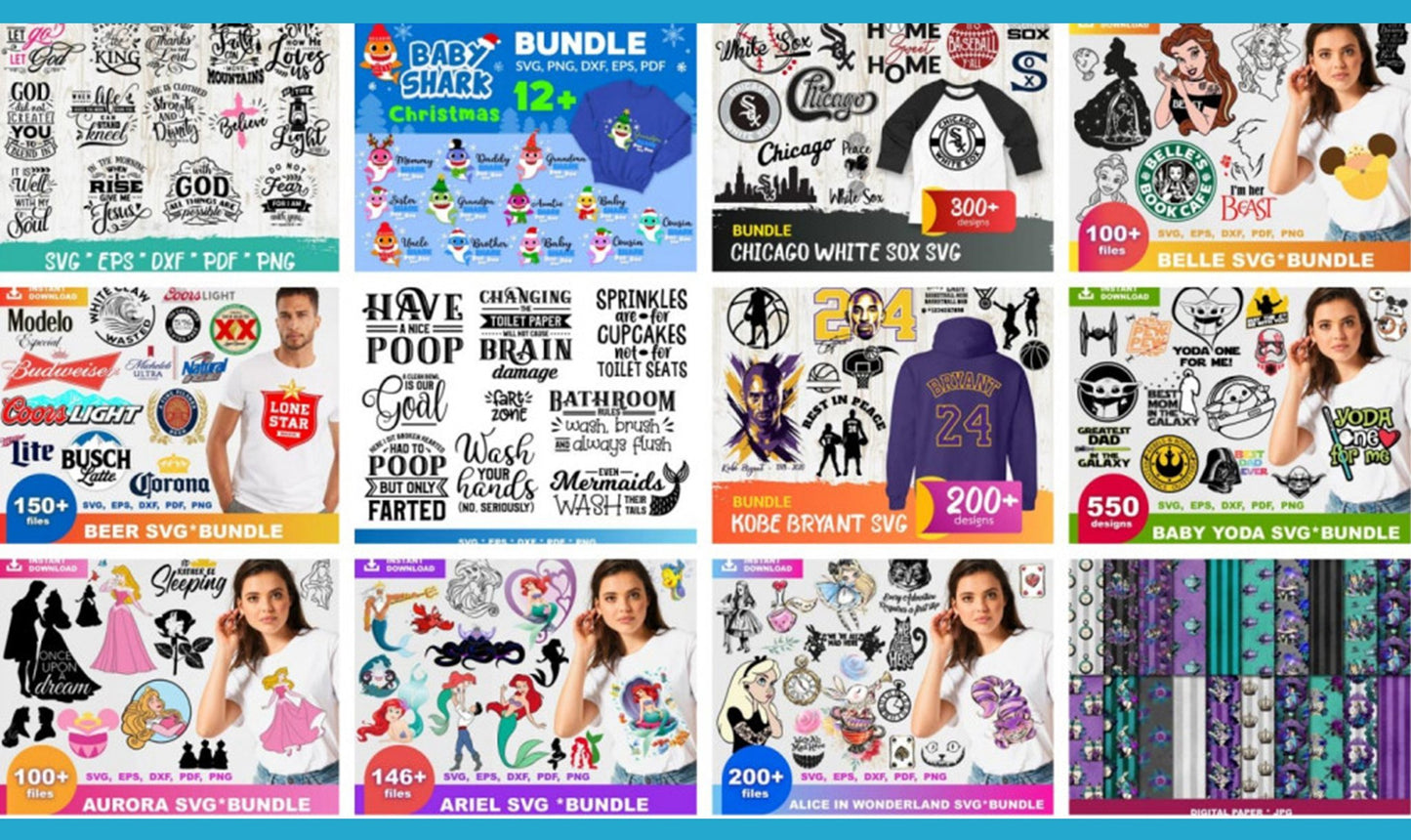 200 Ultimate Giga Bundle - 200 Bestseller SVG Bundles for Cricut, Silhouette, digital, file cut