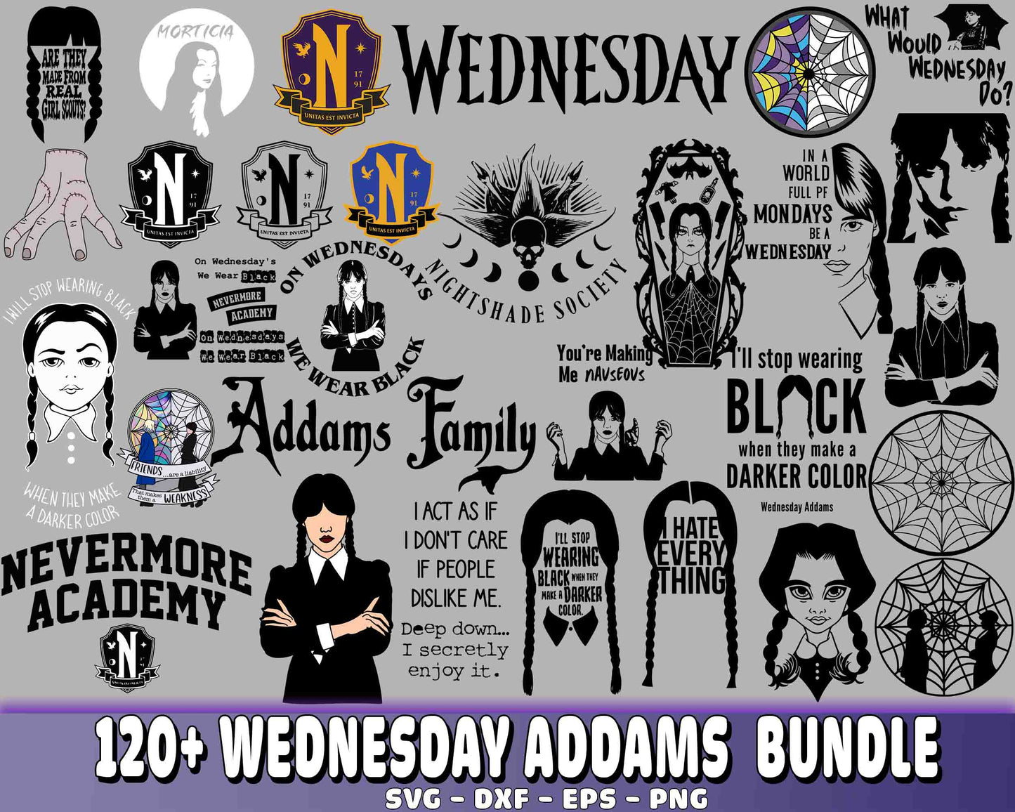 120+ file Wednesday Addams bundle svg , Wednesday Addams SVG DXF EPS PNG, for Cricut, Silhouette, digital, file cut