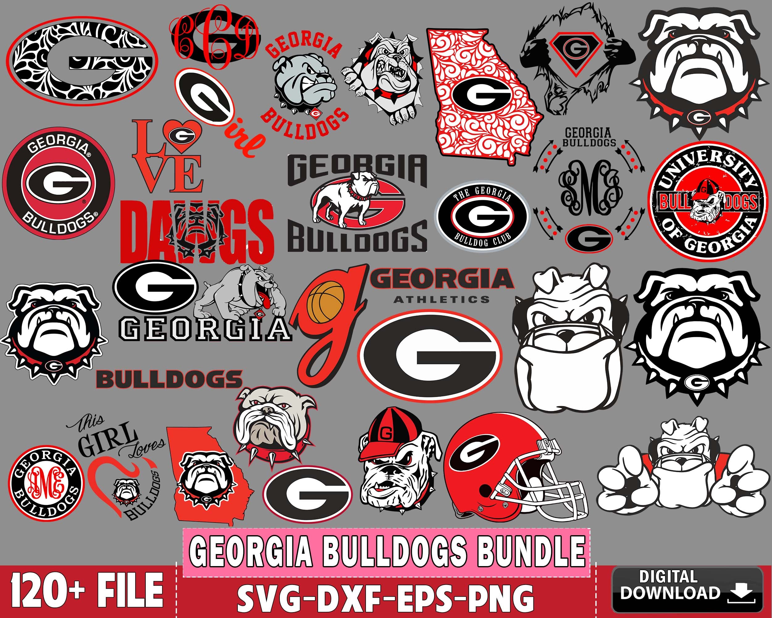 Georgia Bulldogs bundle svg, 120+ file Georgia Bulldogs svg dxf eps pn ...