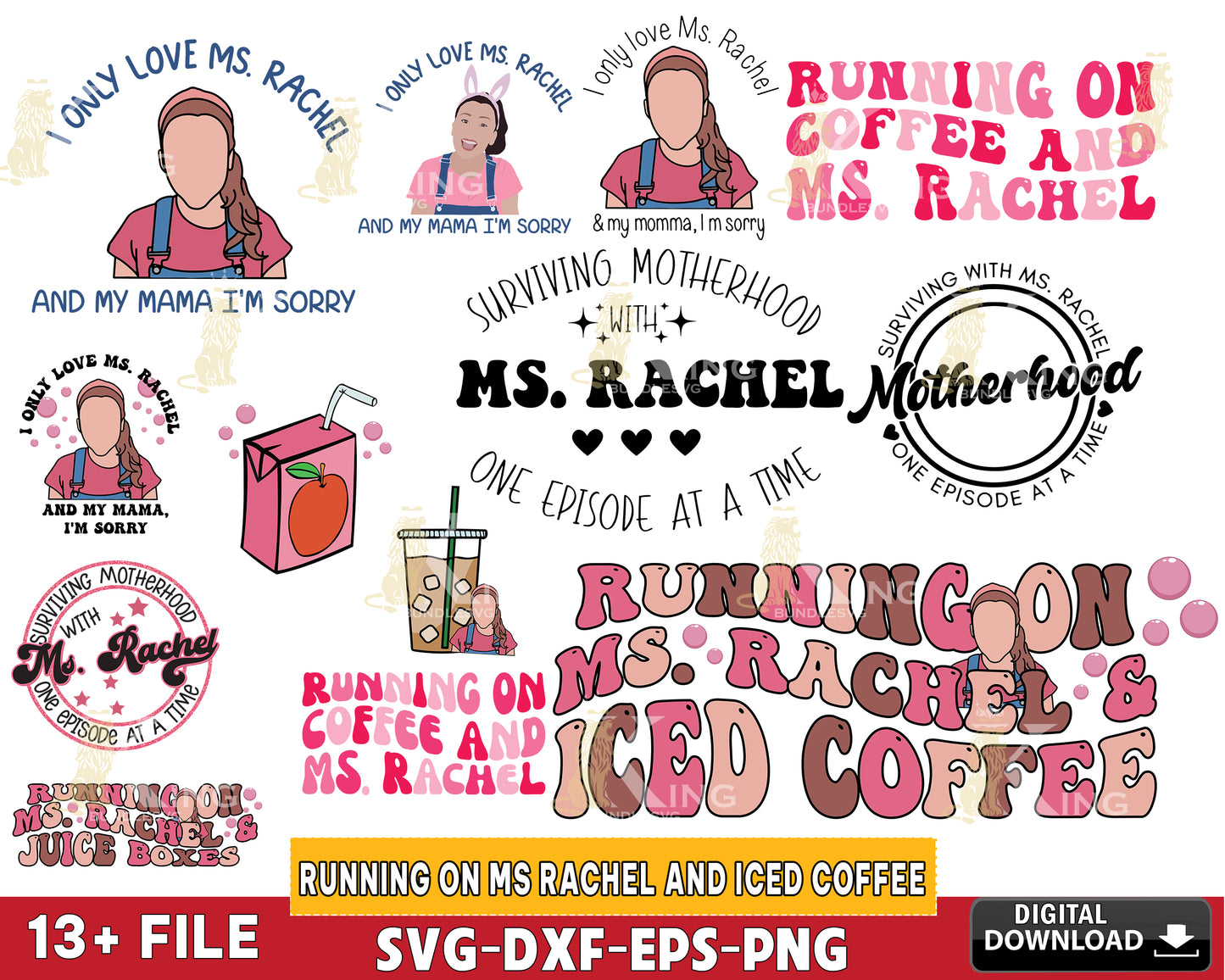 13+ file Running On Ms Rachel And Iced Coffee bundle SVG DXF EPS PNG , cricut, for Cricut, Silhouette, digital, file cut