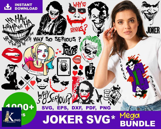 Joker Bundle svg,1000+ files Joker svg eps png, for Cricut, Silhouette, digital, file cut