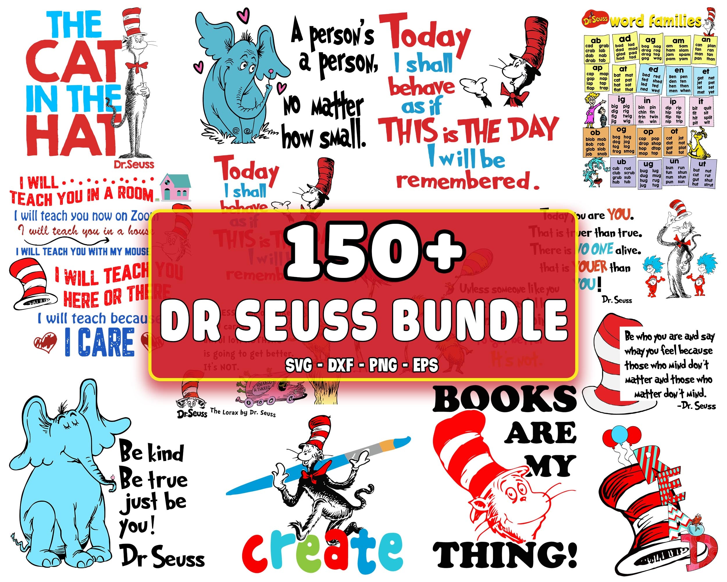 Dr Seuss Bundle svg, 150+ files Dr Seuss svg dxf eps png, for Cricut ...