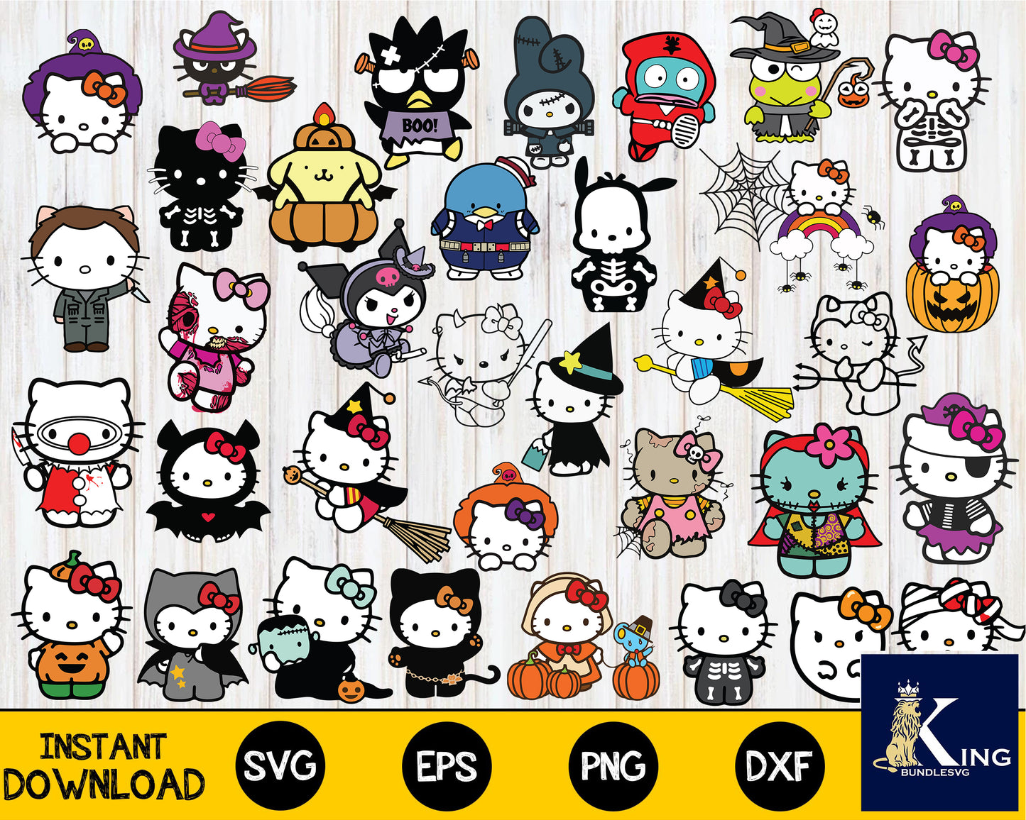 150+ file hello kitty halloween SVG DXF EPS PNG, bundle halloween  svg, cricut, for Cricut, Silhouette, digital, file cut